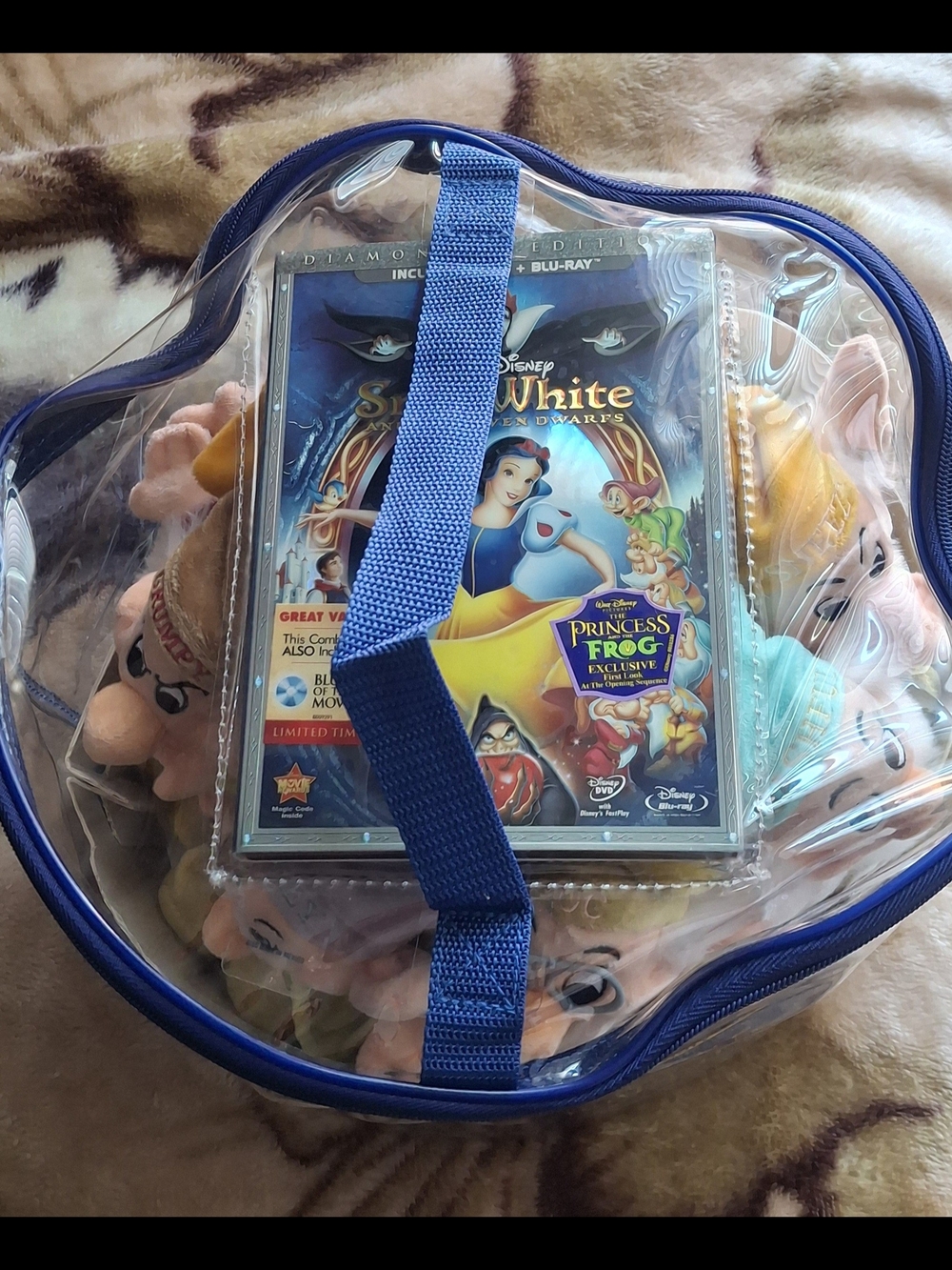 Disney Snow White Plush Set with Blue Clear Carry Bag